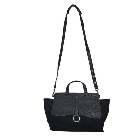 Rebecca Minkoff Medium Keith Satchel Crossbody Bag Black Suede Leather Convertib - Picture 4 of 10